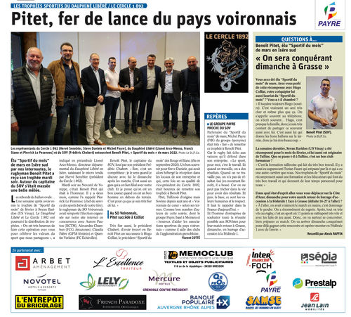 Sportif du mois de mars 2022