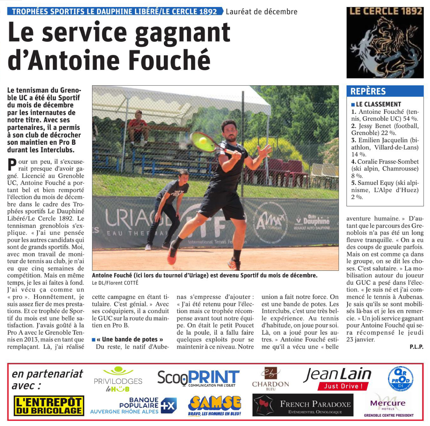 Actu - V&frac12;ux du cercle 1892 & troph&eacute;e du sportif du mois