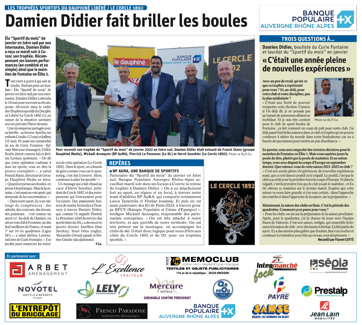 Damien Didier sportif du mois